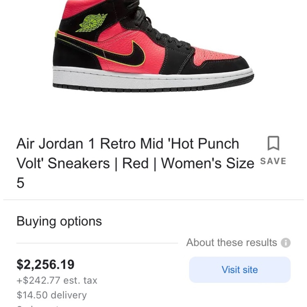 Air Jordan 1 Retro Mid 'Hot Punch Volt' Sneakers | Red | Women's Size 7.5